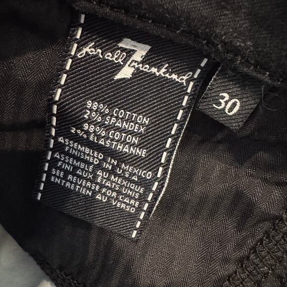 7 for all Mankind Black Tropical Floral Print Skinny Jeans Size 30 - Picture 9 of 9